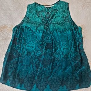 Sejour 18W Green & Black flowy top
